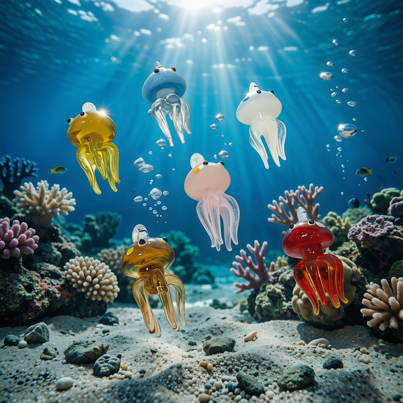 Aquarium And Marine - Colorful Mini Jellyfish Glass Pendant Cute