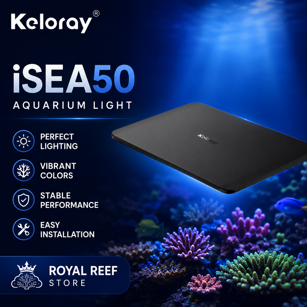 Marine Aquarium App - Keloray iSEA50 50W Fanless Full Spectrum