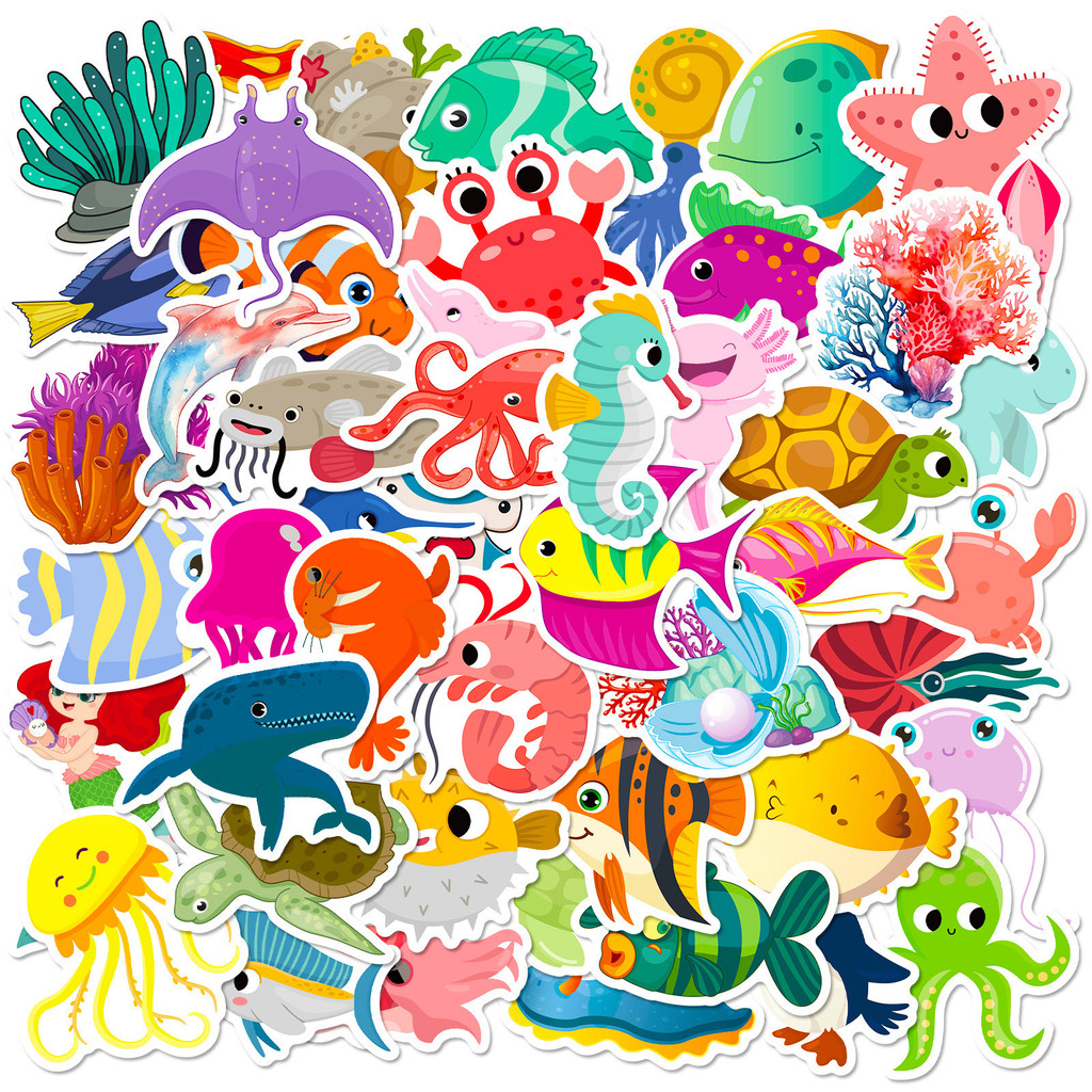 Aquarium And Marine - 50Pcs Marine Life Stickers Dolphin &