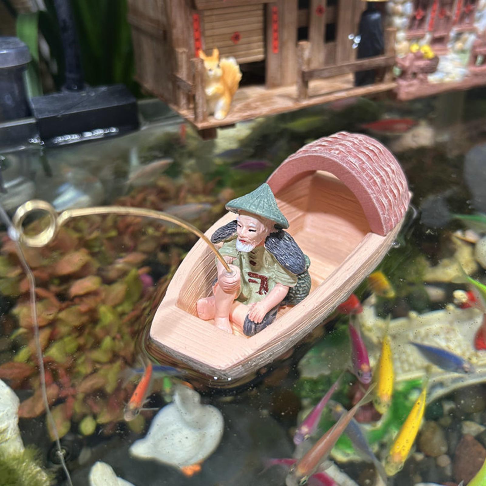 Resin Floating Fisherman Boat  - Aquarium Marina incelemesi ve fiyatı