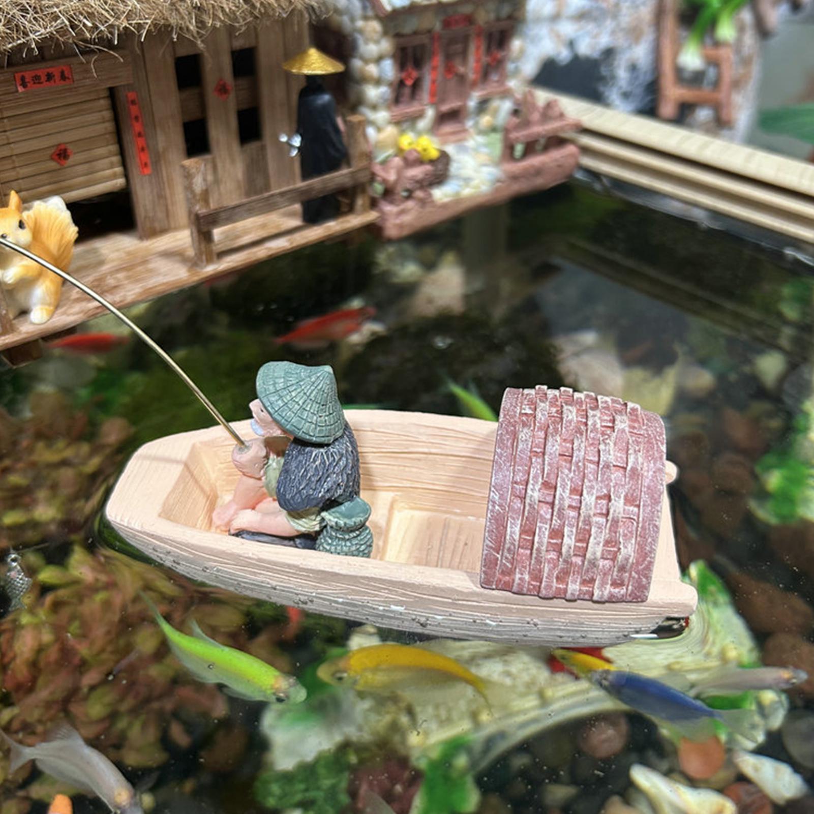 Resin Floating Fisherman Boat  - Aquarium Marina incelemesi ve fiyatı