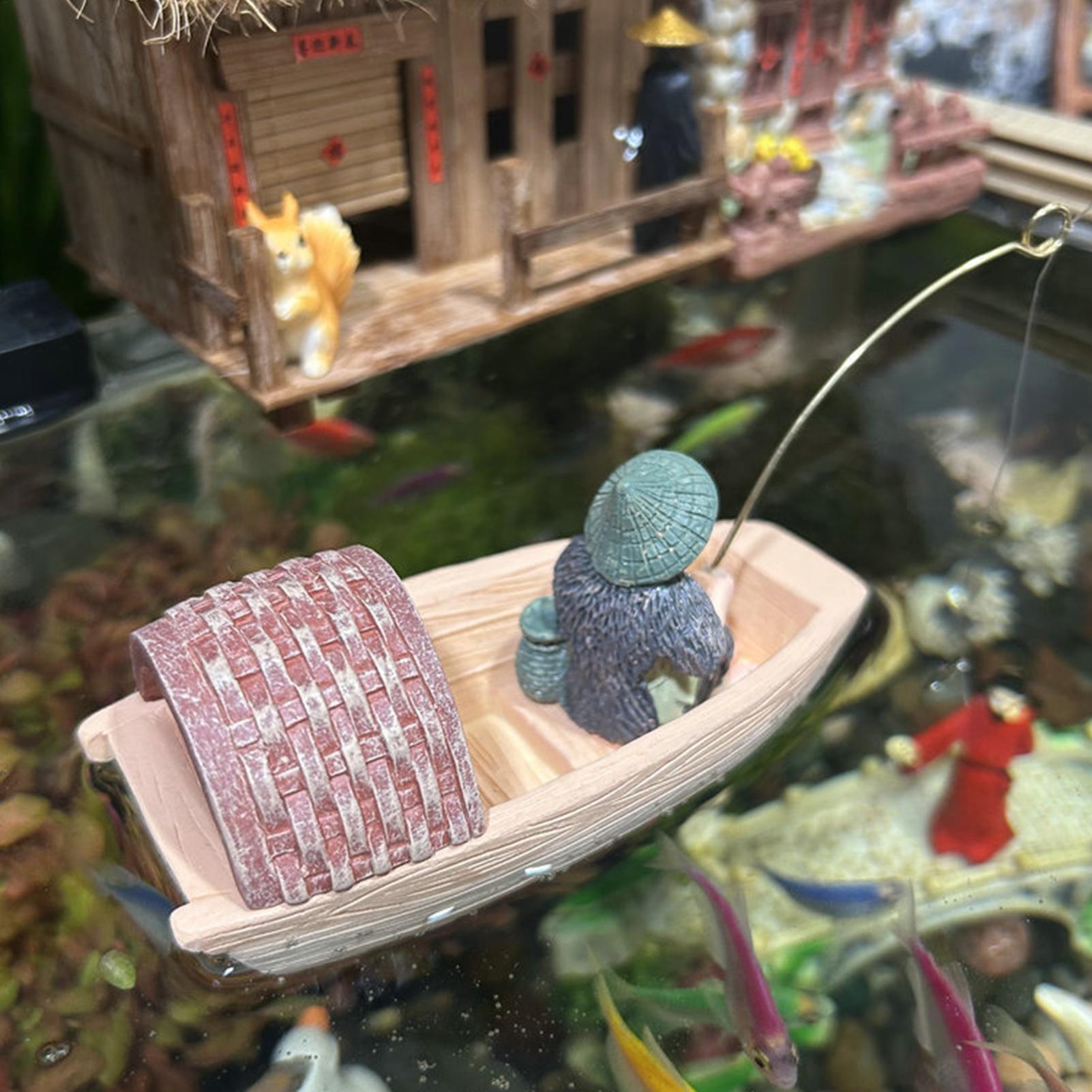 Resin Floating Fisherman Boat  - Aquarium Marina incelemesi ve fiyatı