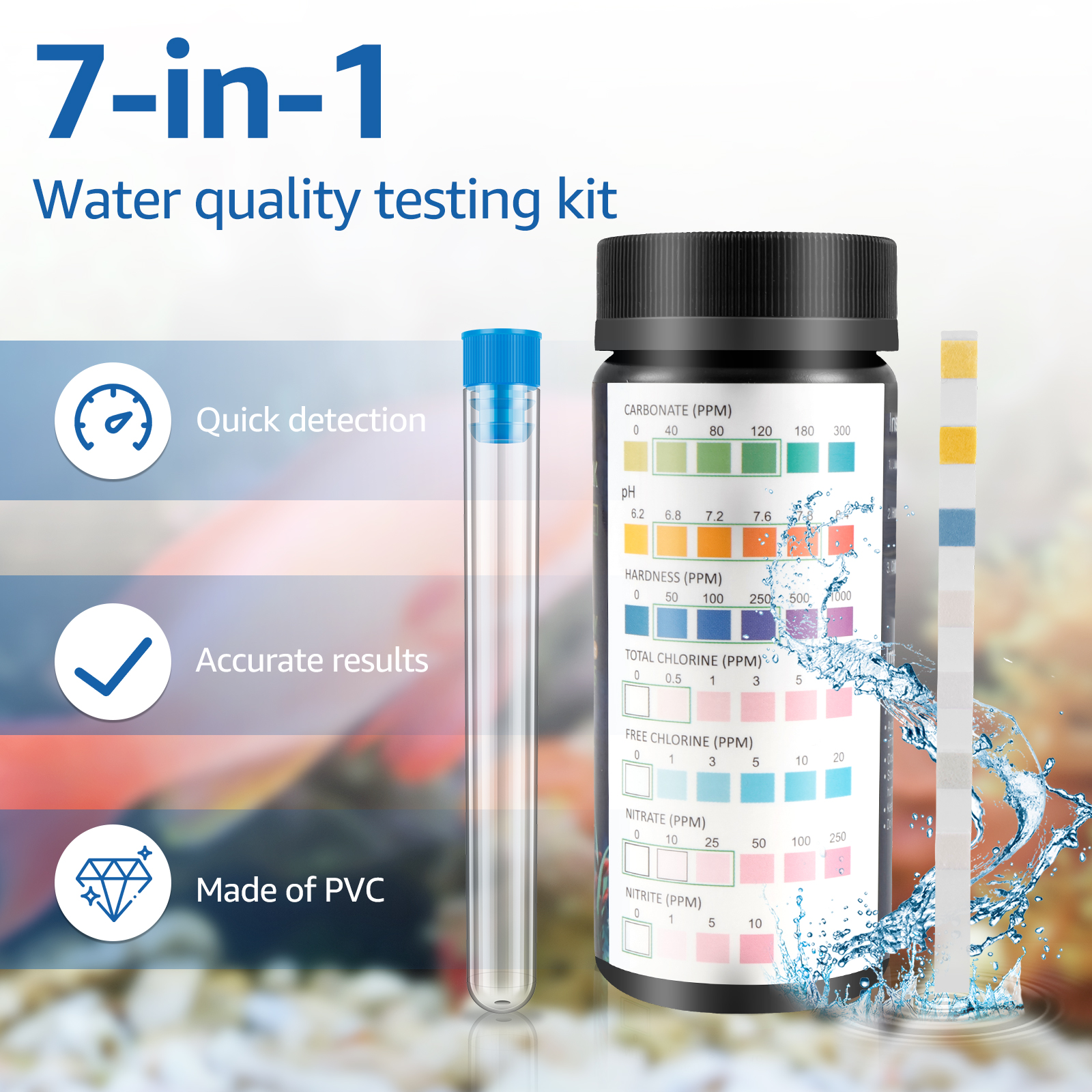 100Pcs 7 in 1 Aquarium Test St - Marine Aquarium Test Kit incelemesi ve fiyatı