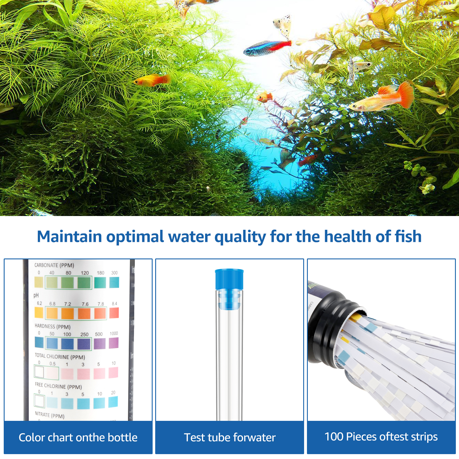 100Pcs 7 in 1 Aquarium Test St - Marine Aquarium Test Kit incelemesi ve fiyatı