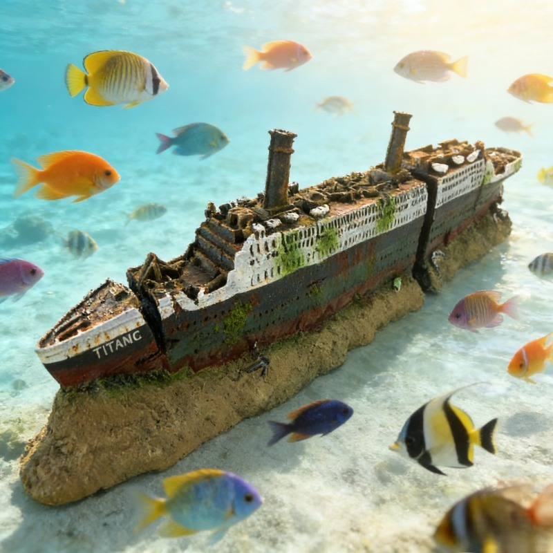 Titanic Wreck Fish Tank Decora - Aquarium Marina incelemesi ve fiyatı